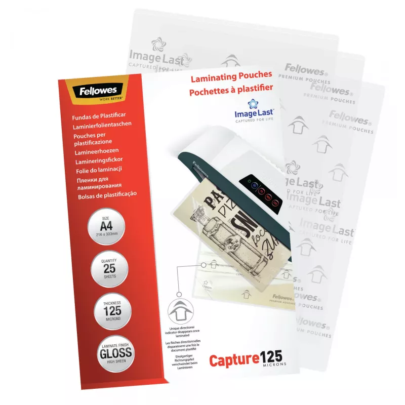 Fellowes ImageLast A4 laminavimo maišeliai 125 mikronų - 25 vnt., blizgūs, skaidrūs
