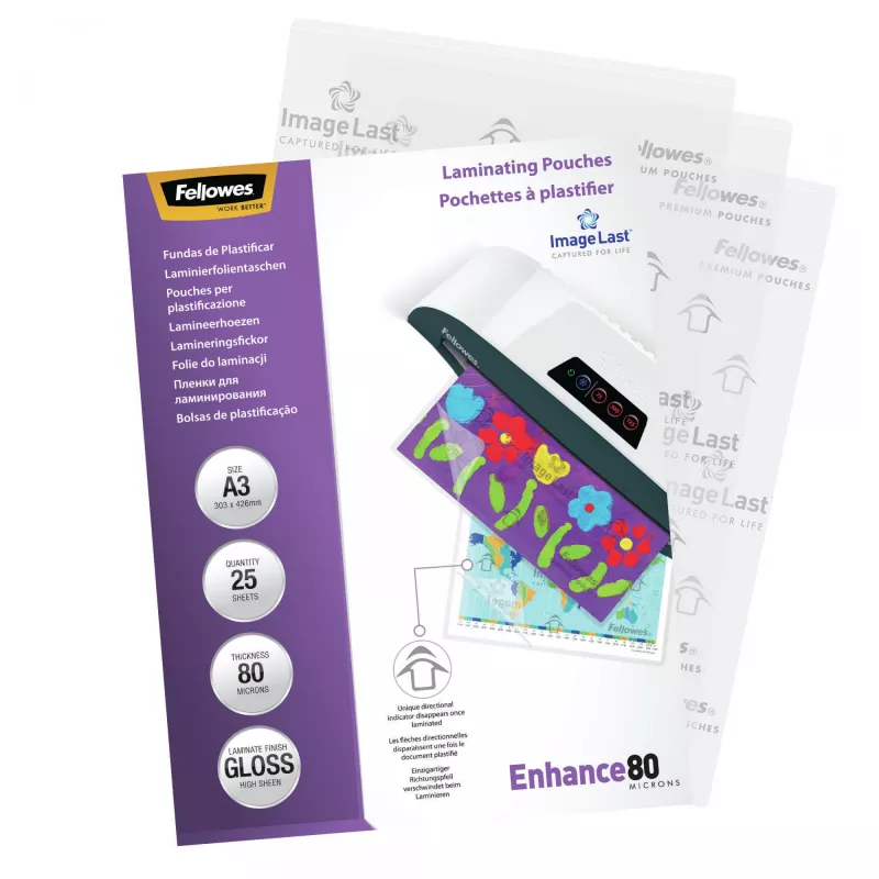 Fellowes ImageLast A3 laminavimo maišeliai 80 mikronų, blizgūs, 25 vnt.