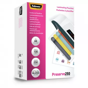 Fellowes A4 laminavimo maišeliai blizgūs 250 mikronų – 100 vnt.