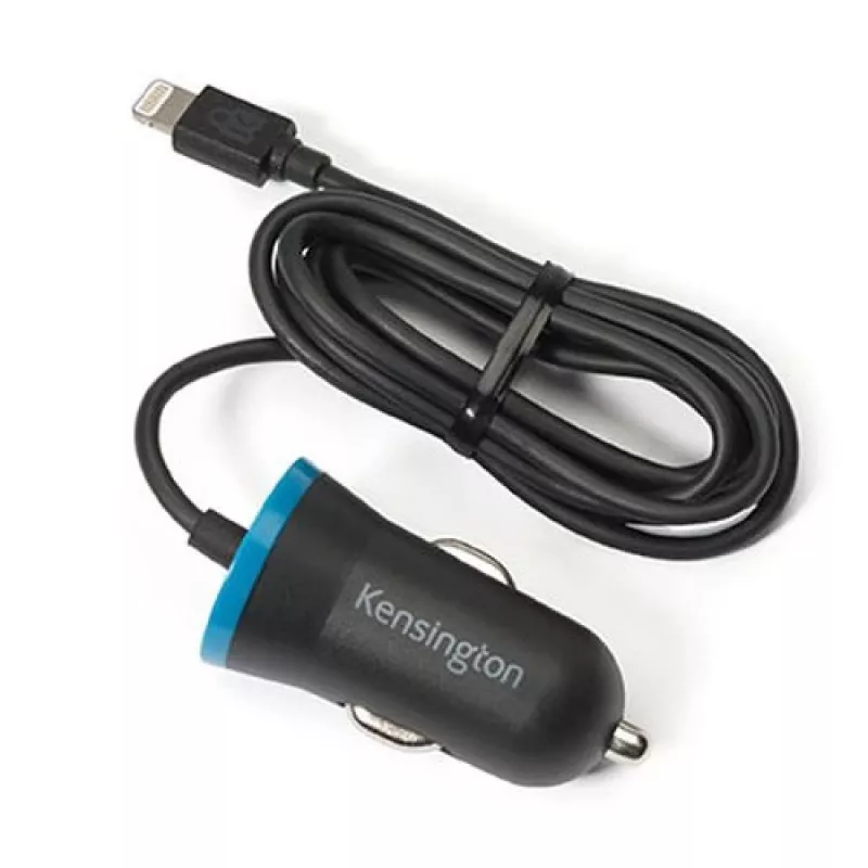 Kensington PowerBolt™ 2.4 Automobilinis įkroviklis – juodas, 1 m laidas, Lightning