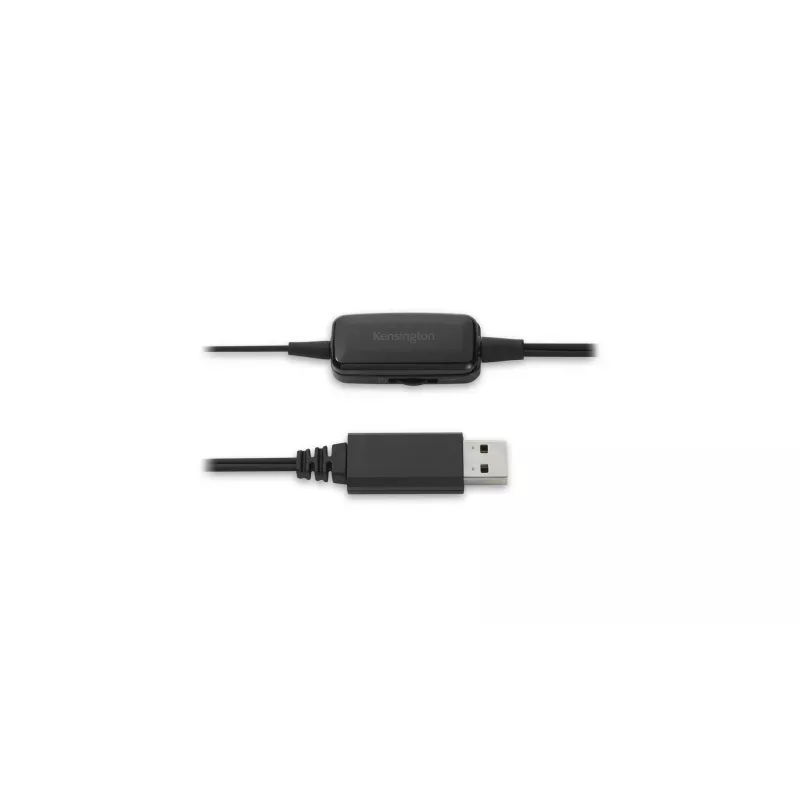 Kensington USB Mono ausinės su mikrofonu ir valdymo mygtukais, laidinės, biurui/skambučių centrui, juodos