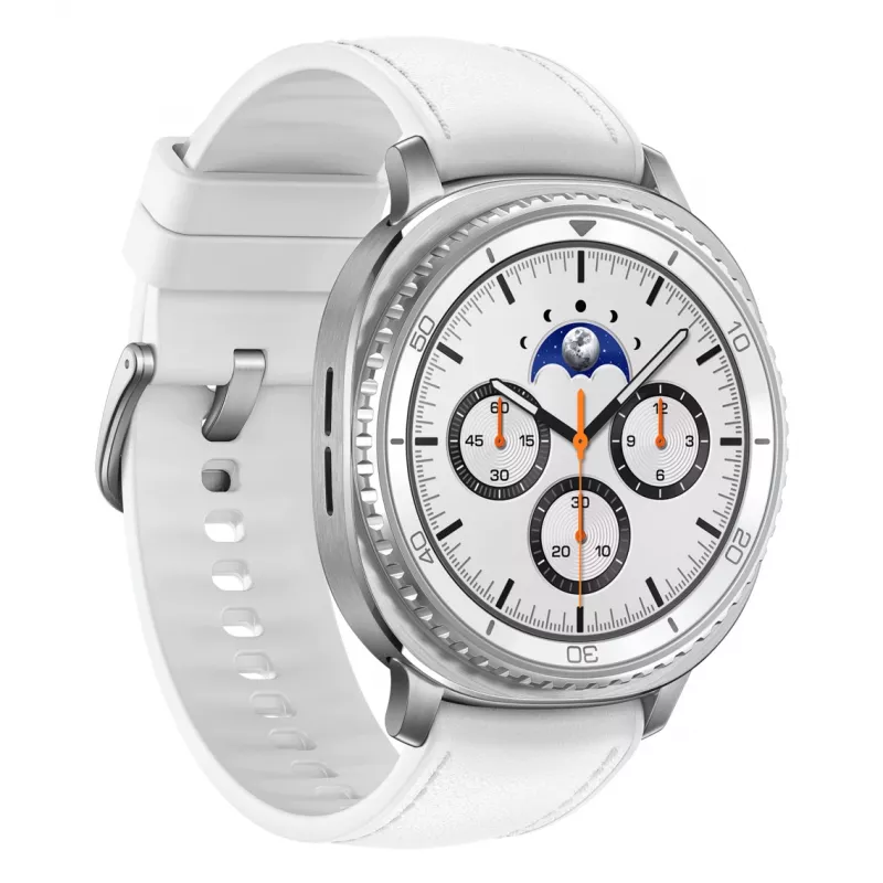Samsung Galaxy Watch 8 Classic 46 mm sidabrinis išmanusis laikrodis su AMOLED ekranu, GPS ir Wi-Fi