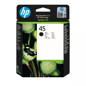 HP 45 Originali didelė juoda rašalo kasetė, juoda, 1 vnt., 930 puslapių