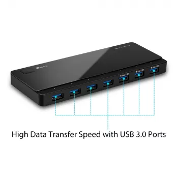 TP-Link UH700 USB 3.2 Gen 1 (3.1 Gen 1) 7 prievadų USB šakotuvas, Micro-B, 5000 Mbit/s, juodas