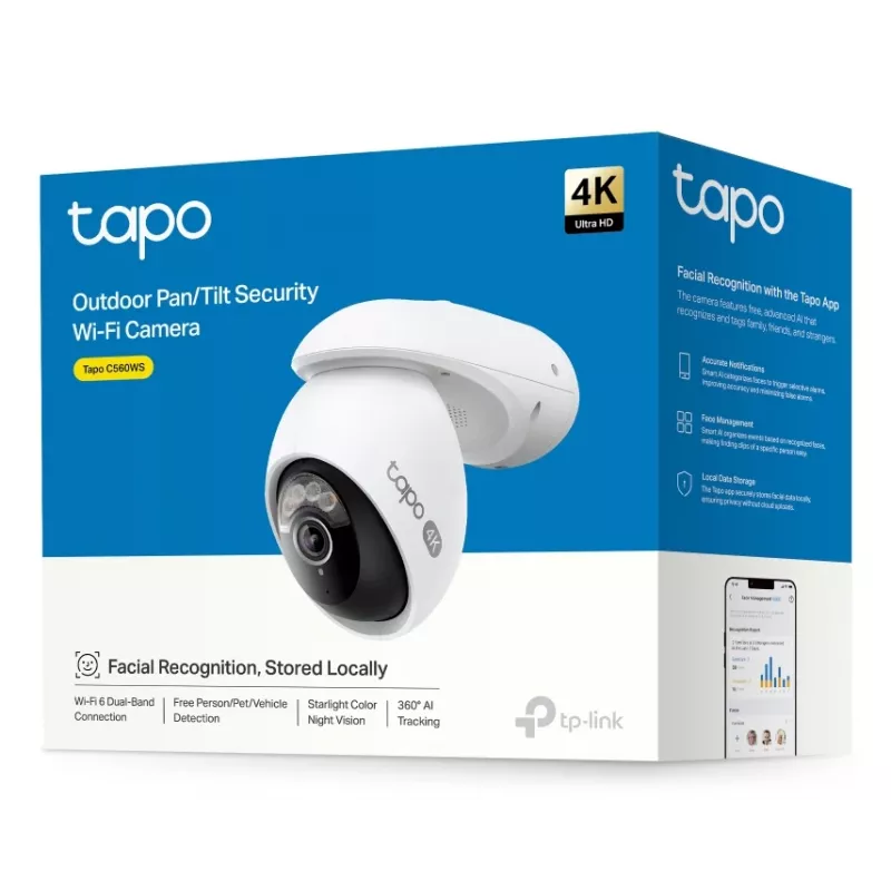 TP-Link Tapo TC46 IP stebėjimo kamera 4K, sferinė, vidaus ir lauko, lubų/sienos/stulpo montavimui