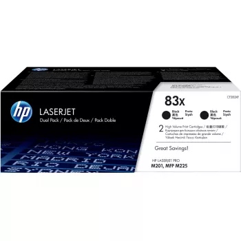 HP 83X (CF283XD) 2 vnt. didelės išeigos juodi kasečių rinkinys, 2200 puslapių