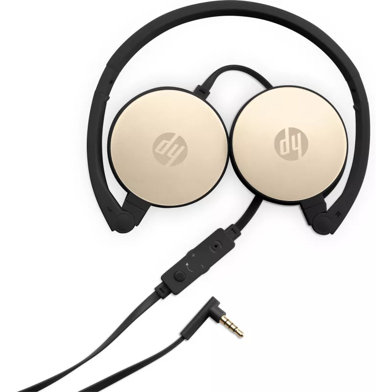 HP Stereo ausinės H2800 (Juodos su šilkiniu auksu), laidinės, skambučiams/muzikai, 125 g, ausinės, juodos, auksinės