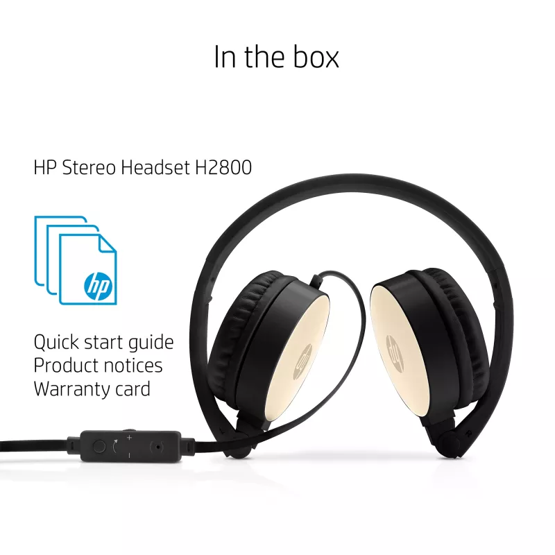 HP Stereo ausinės H2800 (Juodos su šilkiniu auksu), laidinės, skambučiams/muzikai, 125 g, ausinės, juodos, auksinės
