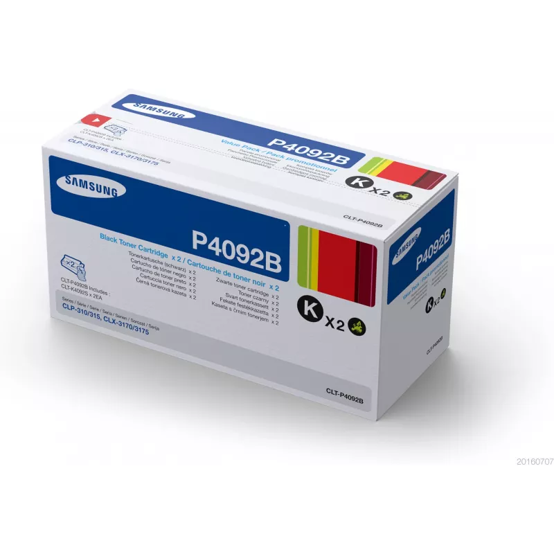2 vnt. originalus Samsung CLT-P4092B juodos spalvos toneris, 1500 puslapių už kasetę
