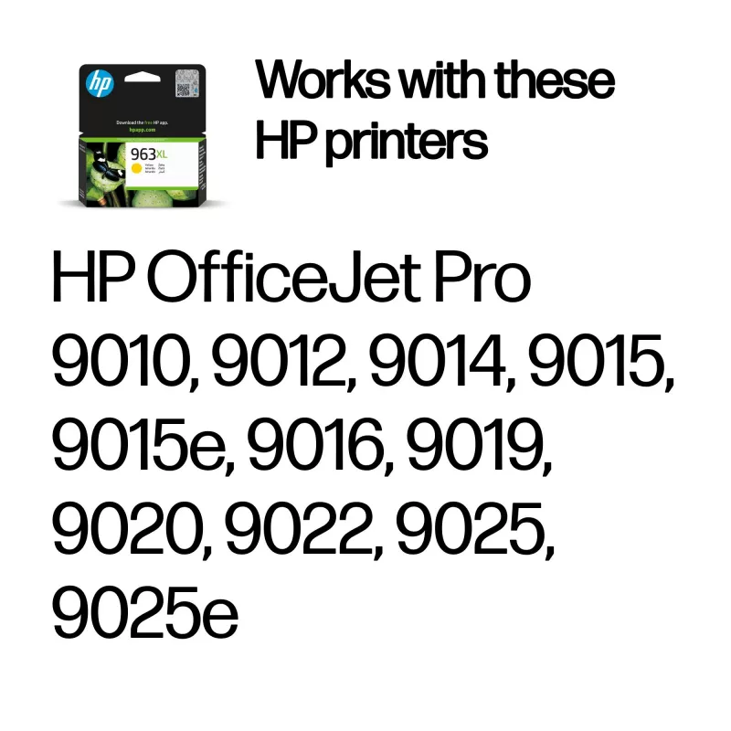 HP 963XL didelės talpos geltona originali rašalo kasetė, geltona, 1 vnt., 1600 puslapių