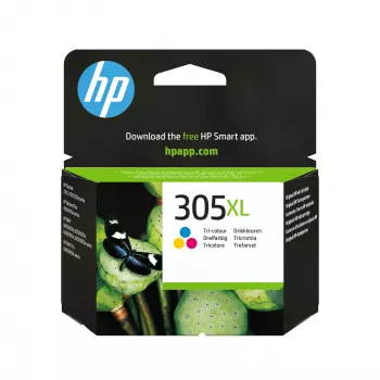 HP 305XL didelės talpos trijų spalvų originali kasetė, žydra, rausvai raudona, geltona, 1 vnt., 200 puslapių