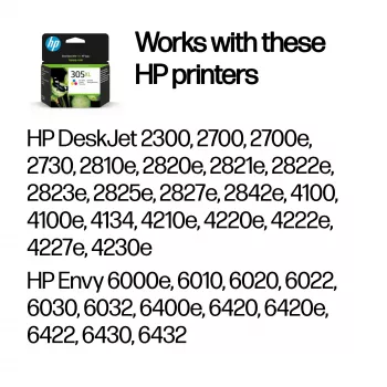 HP 305XL didelės talpos trijų spalvų originali kasetė, žydra, rausvai raudona, geltona, 1 vnt., 200 puslapių