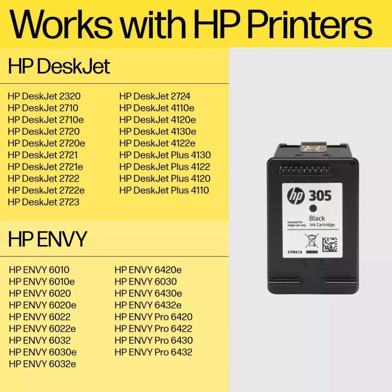 HP 305XL didelės talpos trijų spalvų originali kasetė, žydra, rausvai raudona, geltona, 1 vnt., 200 puslapių