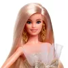 Barbie Signature 2025 Kalėdinė mados lėlė, kolekcinė, blondinė su sidabrine ir auksine suknele