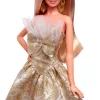 Barbie Signature 2025 Kalėdinė mados lėlė, kolekcinė, blondinė su sidabrine ir auksine suknele