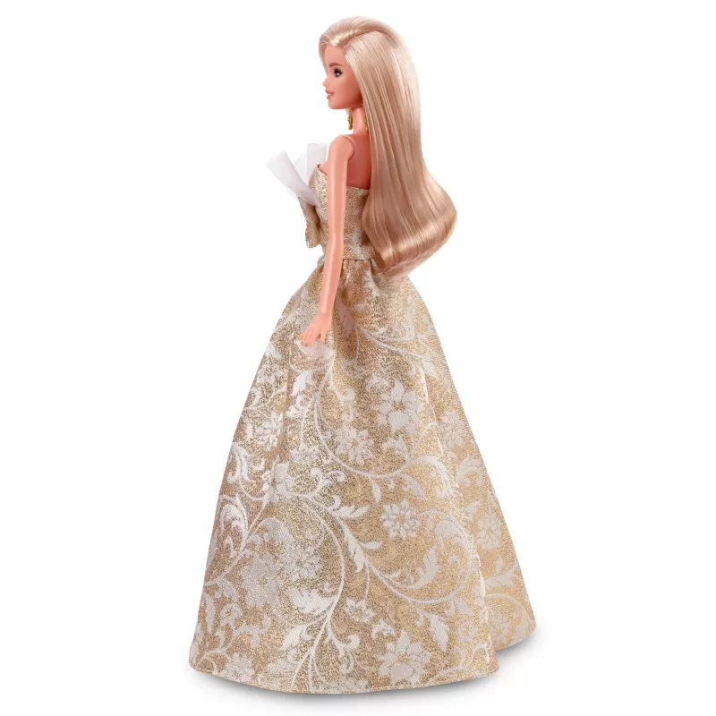 Barbie Signature 2025 Kalėdinė mados lėlė, kolekcinė, blondinė su sidabrine ir auksine suknele