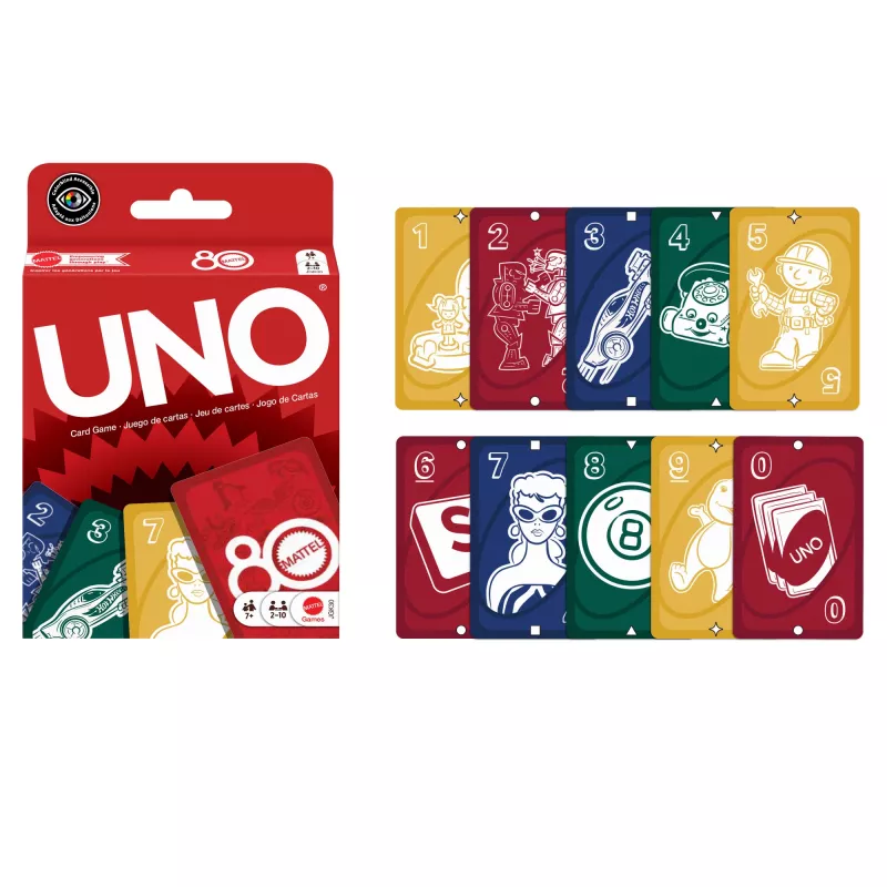 Žaidimas UNO Mattel 80th Ruby Red Kortų Žaidimas Vaikams ir Šeimos Vakarui