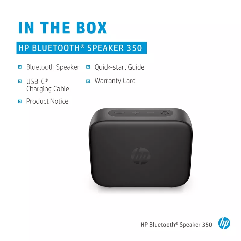 HP Bluetooth garsiakalbis 350, juodas, belaidis, USB Type-C, mono, nešiojamas