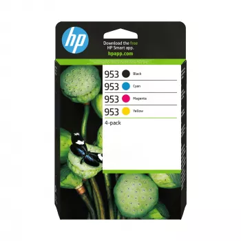 Originalios HP 953 kasetės 4 vnt. (juoda, žydra, rausvai violetinė, geltona)