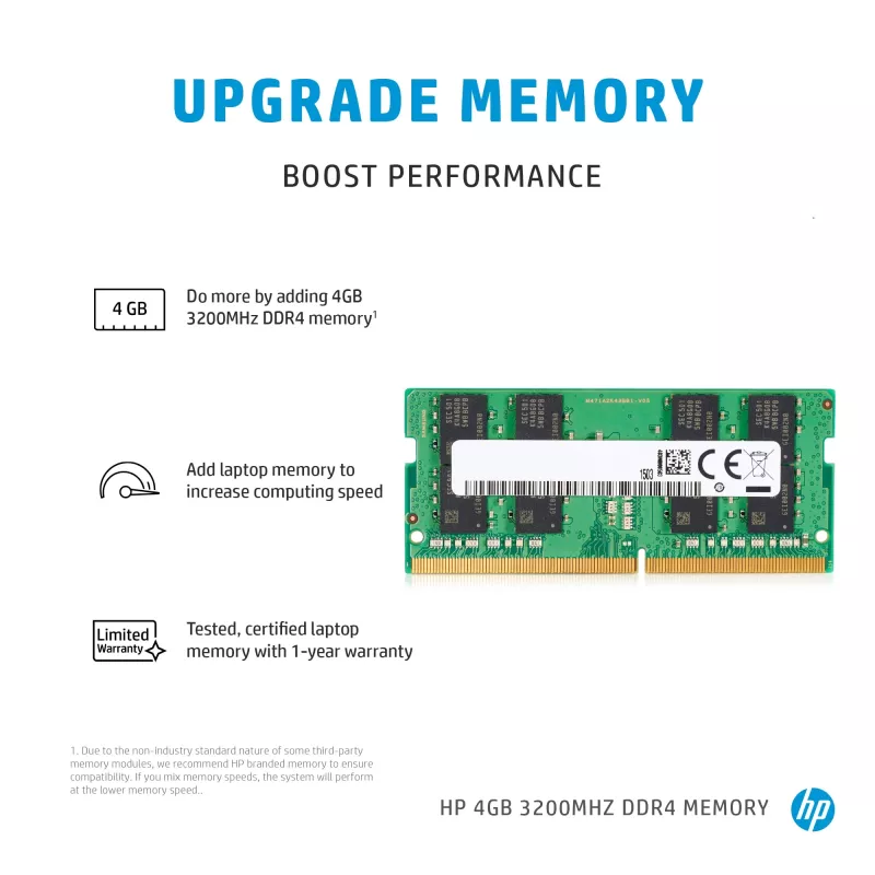 HP 286H5AA atminties modulis 4 GB 1 x 4 GB DDR4 260-pin SO-DIMM