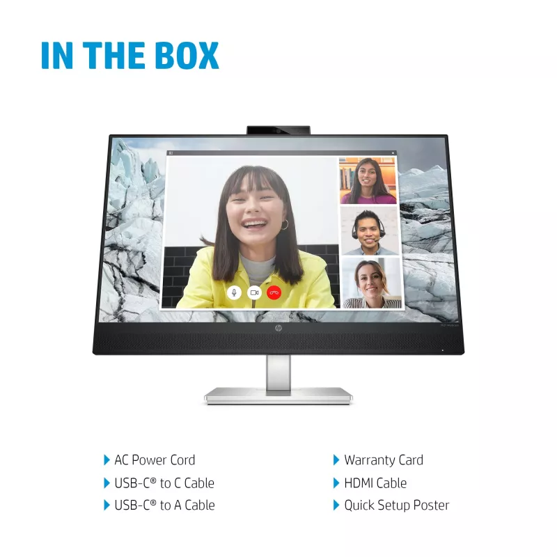 HP E27m G4 QHD USB-C konferencinis monitorius, 68,6 cm (27 col.), 2560 x 1440 pikselių, Quad HD, LCD, 5 ms, juodas, sidabrinis
