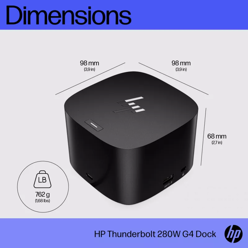 HP Thunderbolt Dock 280W G4 – laidinis dokas su Thunderbolt 4, juodas