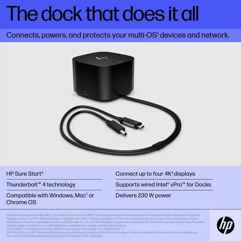 HP Thunderbolt Dock 280W G4 – laidinis dokas su Thunderbolt 4, juodas