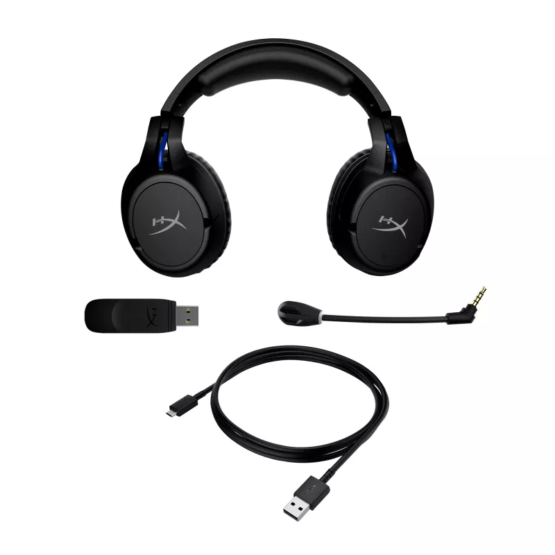 HyperX Cloud Flight – belaidės žaidimų ausinės (juoda-mėlyna) PS5/PS4