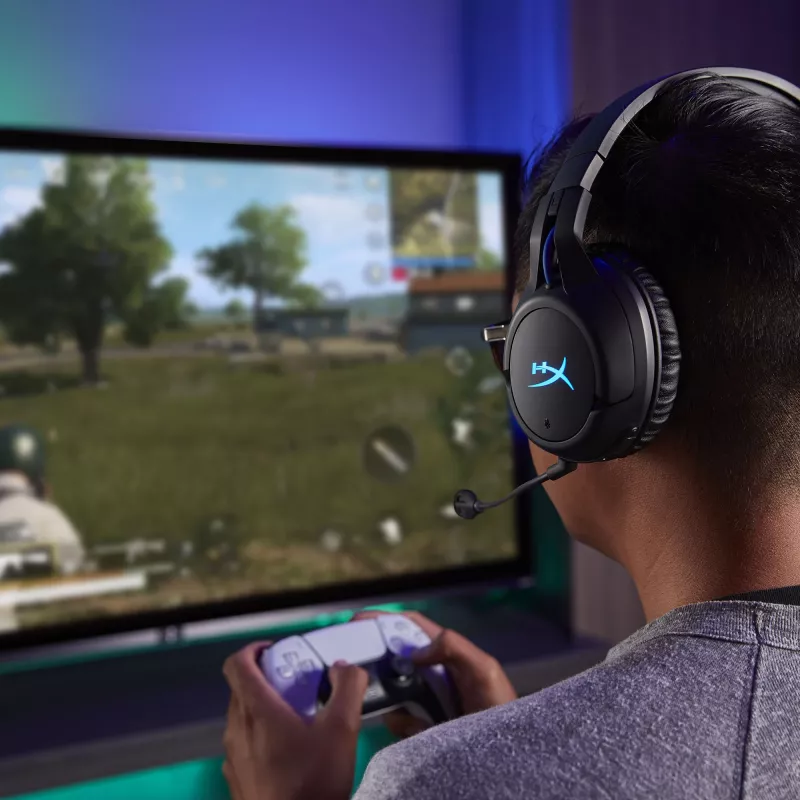 HyperX Cloud Flight – belaidės žaidimų ausinės (juoda-mėlyna) PS5/PS4