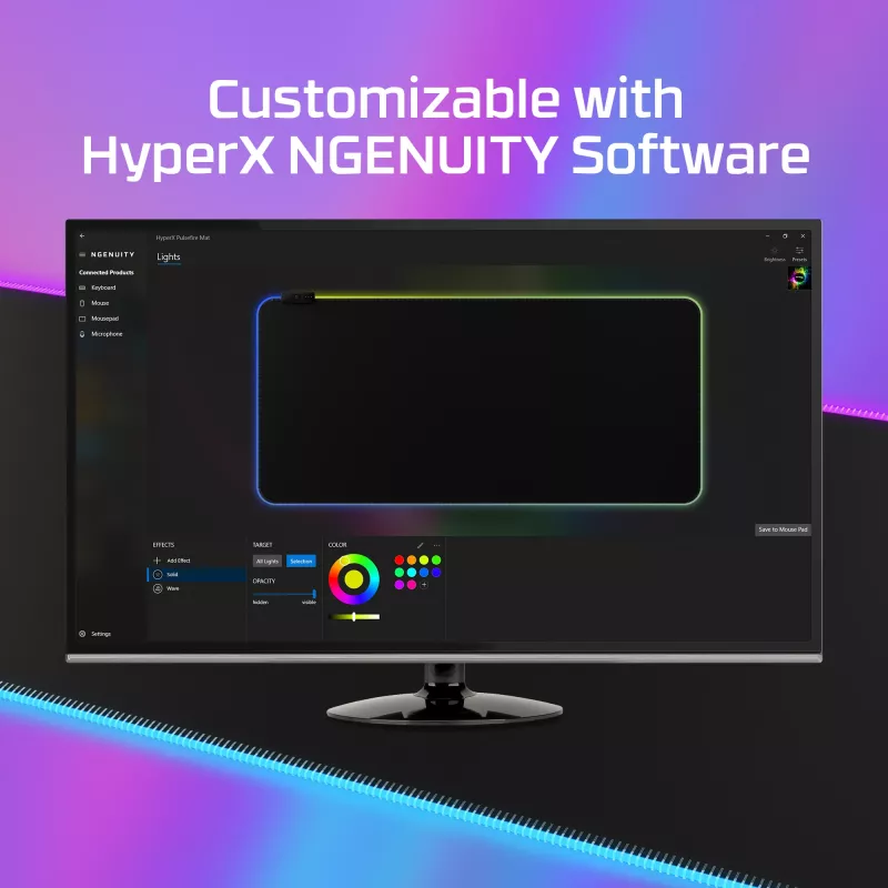 HyperX Pulsefire Mat - RGB žaidimų pelės kilimėlis - audinys (XL)