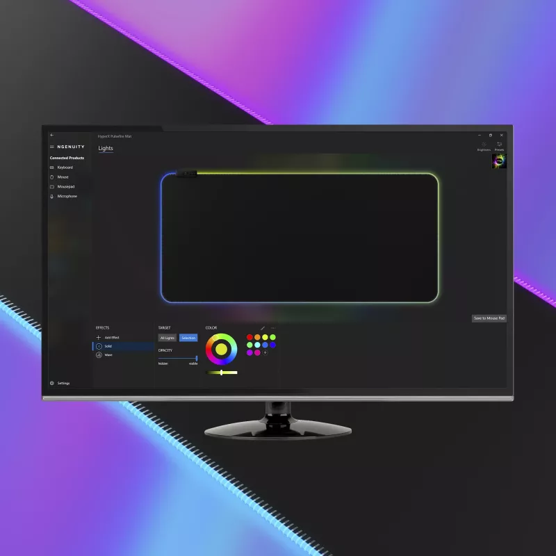 HyperX Pulsefire Mat - RGB žaidimų pelės kilimėlis - audinys (XL)
