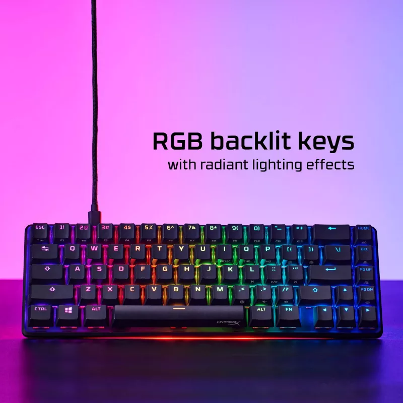 HyperX Alloy Origins 65 – mechaninė žaidimų klaviatūra – HX Aqua (JAV išdėstymas)
