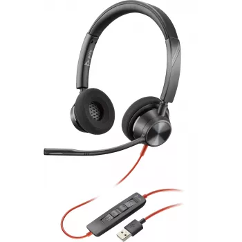 HP Poly Blackwire 3320 USB-A ausinės, laidinės, biurui / skambučių centrui, 130 g, juodos