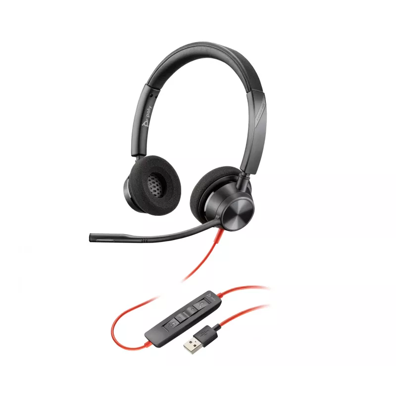 HP Poly Blackwire 3320 USB-A ausinės, laidinės, biurui / skambučių centrui, 130 g, juodos