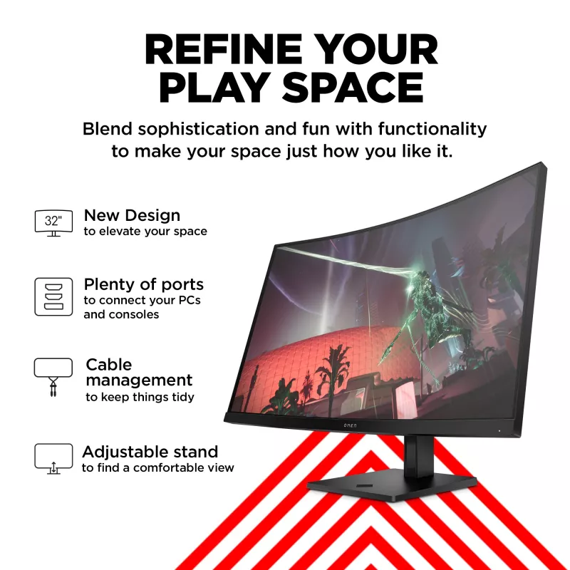 OMEN by HP 31,5 colio QHD 165Hz lenktas žaidimų monitorius - OMEN 32c (atnaujinta prekė)