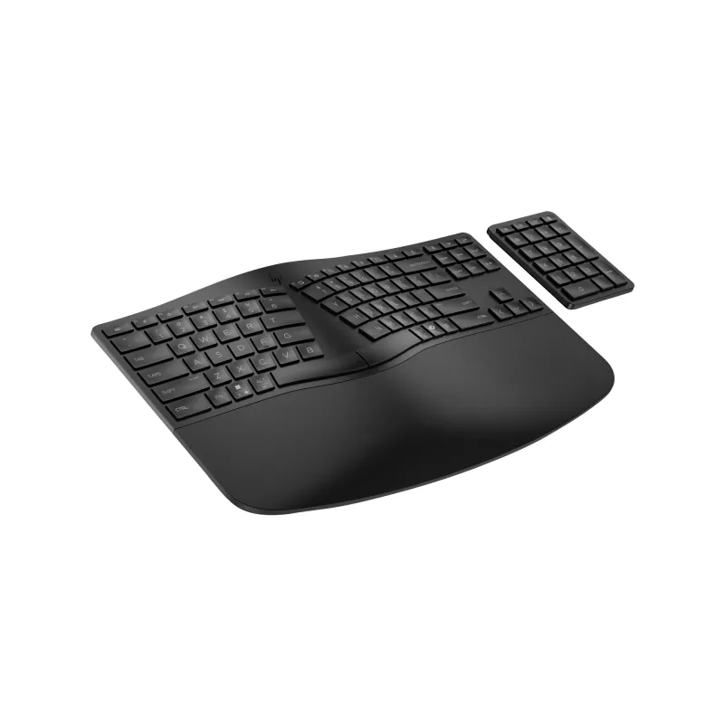 HP 965 ergonomiška belaidė klaviatūra, pilno dydžio (100 %), RF belaidė + Bluetooth, membraninė, juoda