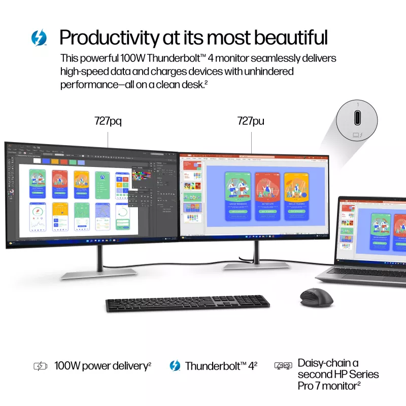 HP Series 7 Pro 27 colių QHD Thunderbolt 4 Monitorius - 727pu