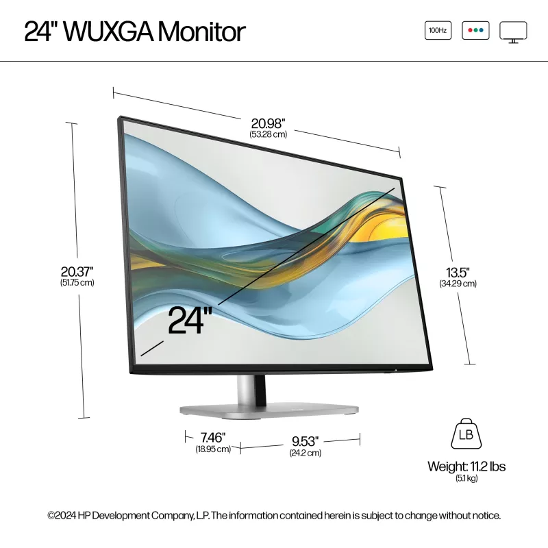 HP Series 5 Pro 24 colių WUXGA monitorius - 524pn, 61 cm (24 colių), 1920 x 1200 pikselių, WUXGA, LCD, 5 ms, Juodas
