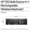 HP 720 belaidė klaviatūra, daugiaįrenginė, įkraunama, pilno dydžio (100%), USB + Bluetooth, mechaninė, QWERTY, juoda