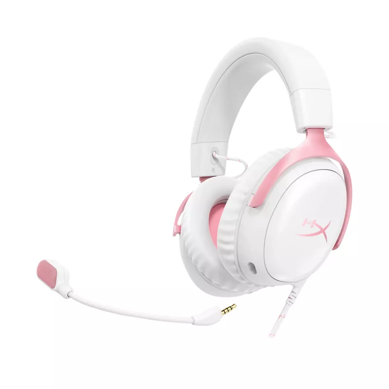 HyperX Cloud III – Žaidimų ausinės (balta/rožinė)
