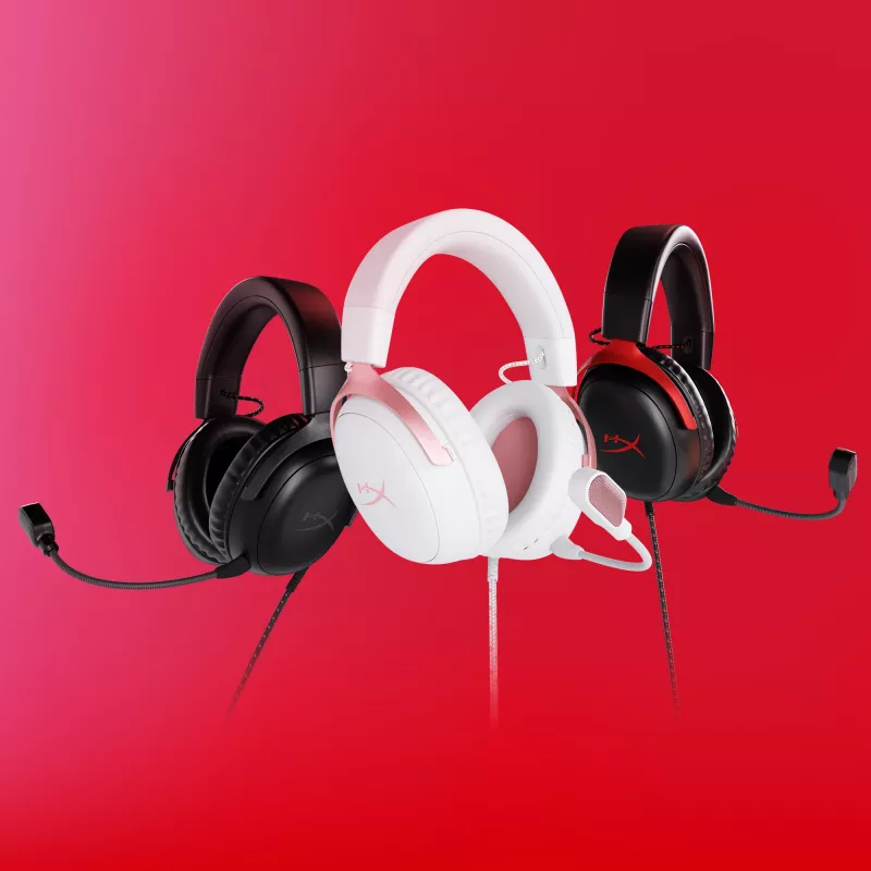 HyperX Cloud III – Žaidimų ausinės (balta/rožinė)