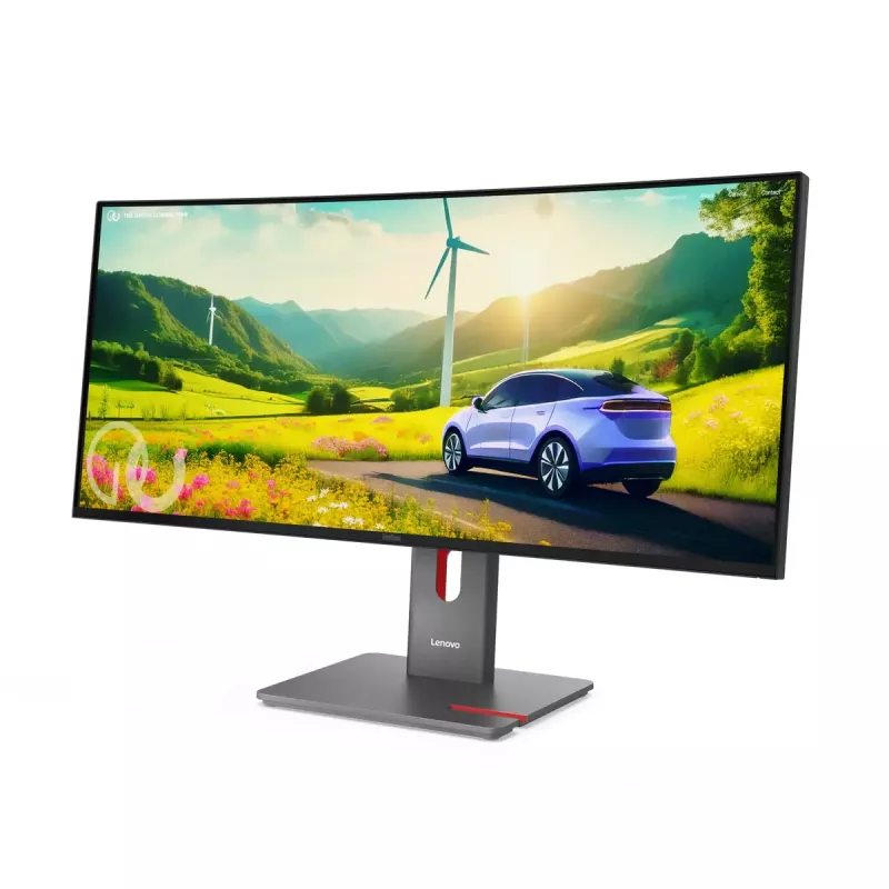 Monitorius Lenovo ThinkVision P34WD-40 34 colių (86,4 cm) lenktas IPS 3440×1440 WQHD 6 ms USB-C, garsiakalbiai, VESA, juodas