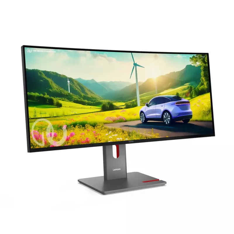 Monitorius Lenovo ThinkVision P34WD-40 34 colių (86,4 cm) lenktas IPS 3440×1440 WQHD 6 ms USB-C, garsiakalbiai, VESA, juodas