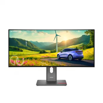 Monitorius Lenovo ThinkVision P34WD-40 34 colių (86,4 cm) lenktas IPS 3440×1440 WQHD 6 ms USB-C, garsiakalbiai, VESA, juodas