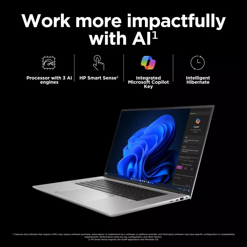 HP ZBook Studio G11 Intel Core Ultra 7 155H 40,6 cm (16 colių) WUXGA 32 GB DDR5-SDRAM NVIDIA RTX 2000 Ada Wi-Fi 7 (802.11be) Windows 11 Pro AI darbo stotis, AI asmeninis kompiuteris