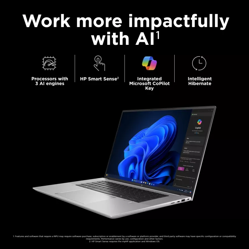 HP ZBook Studio G11 Intel Core Ultra 7 155H 40,6 cm (16 colių) WUXGA 32 GB DDR5-SDRAM NVIDIA RTX 2000 Ada Wi-Fi 7 (802.11be) Windows 11 Pro AI darbo stotis, AI asmeninis kompiuteris