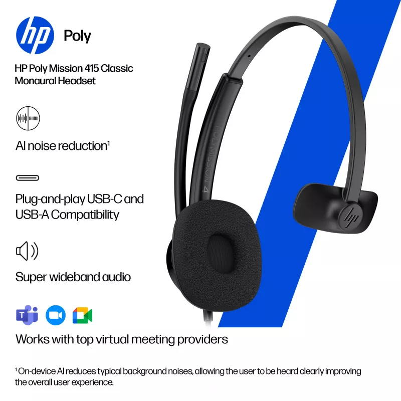 Laidinė ausinė HP POLY MISSION 415 USB HS CL WW