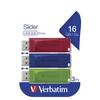 Verbatim Slider USB atmintinė 3x16 GB mėlyna/raudona/žalia