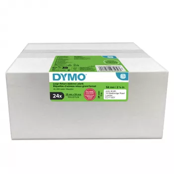 Dymo 2223589 etikečių ritinėliai – balti popieriniai lipdukai 5,4 × 2,5 cm, 500 vnt./ritinys, 12 000 vnt./pak., FSC