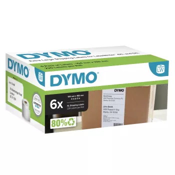 Siuntimo etiketės Dymo LabelWriter Extra Large 104×159 mm lipnios 6 ritinių, 1 320 etikečių, skirta LabelWriter 4XL/5XL